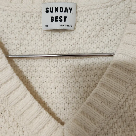 Sunday Best V-Neck Cream Sweater Vest - Picture 2 of 5